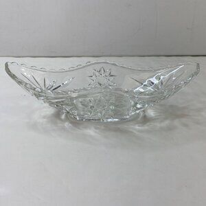 Anchor Hocking Clear Crystal Glass Oval Serving Dish Starburst Pattern Vintage